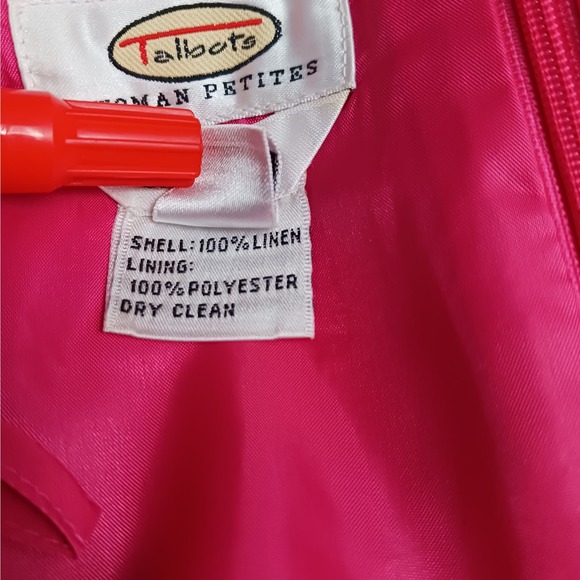Talbots Skirt Womens 16W Petite Linen Midi Slit Lined Barbie Pink New Vintage - Picture 5 of 7